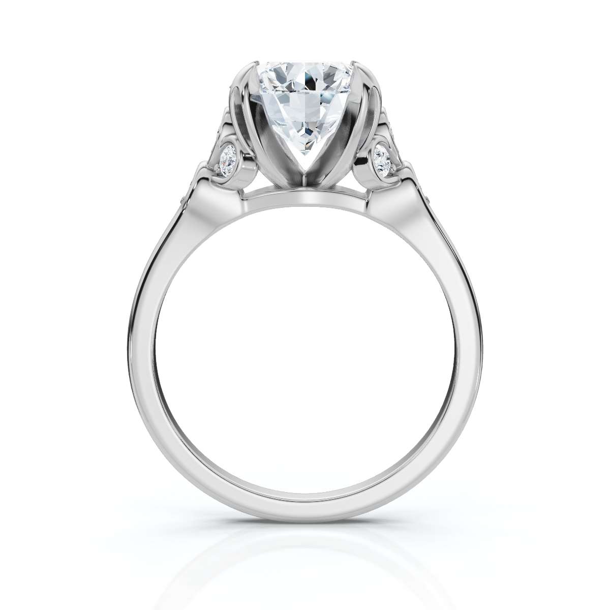 14K White Gold Koami Nature Inspired Lab Grown Diamond Ring (1/10 ct. tw)