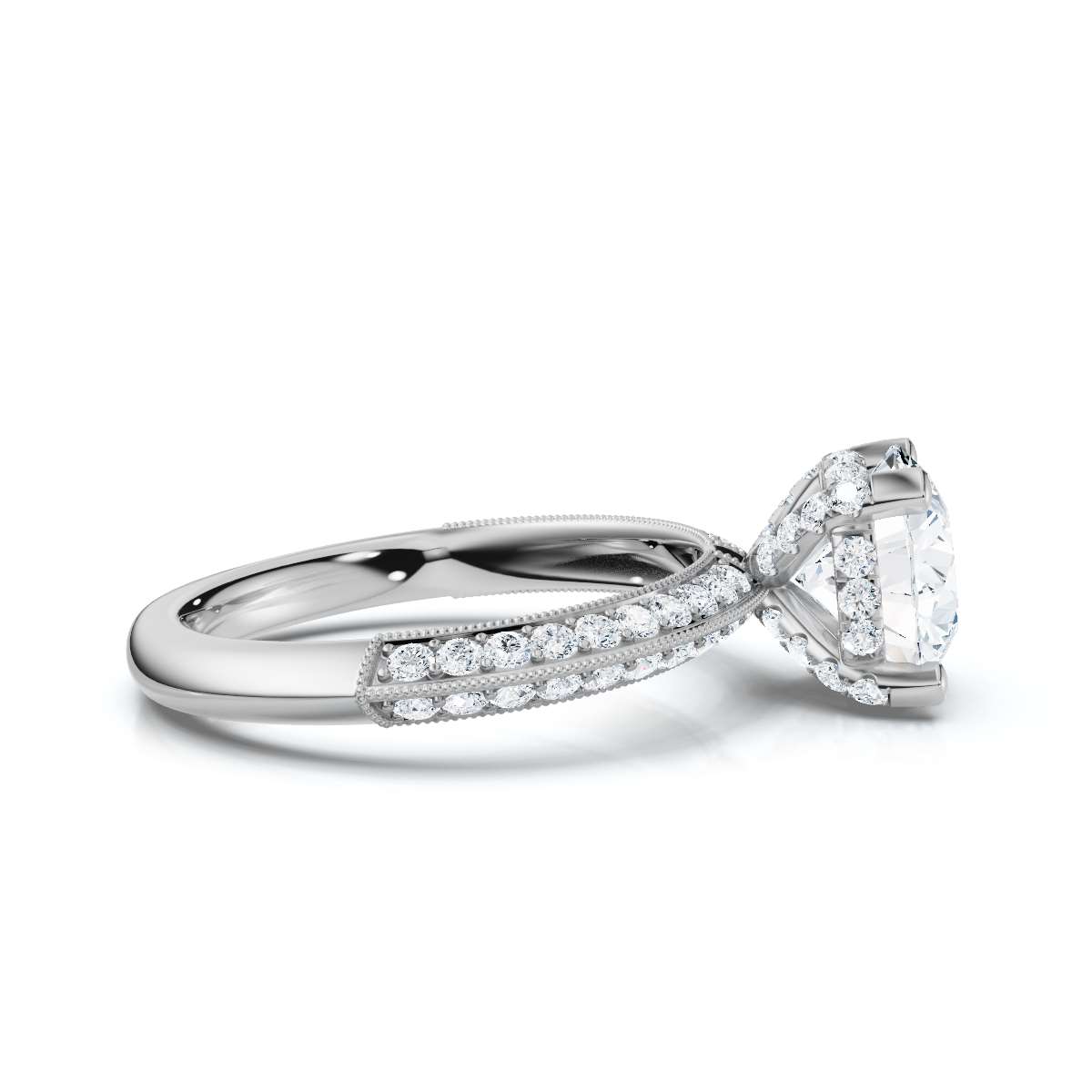 14K White Gold Mauve Accents Lab Grown Diamond Ring (1/2 ct. tw)