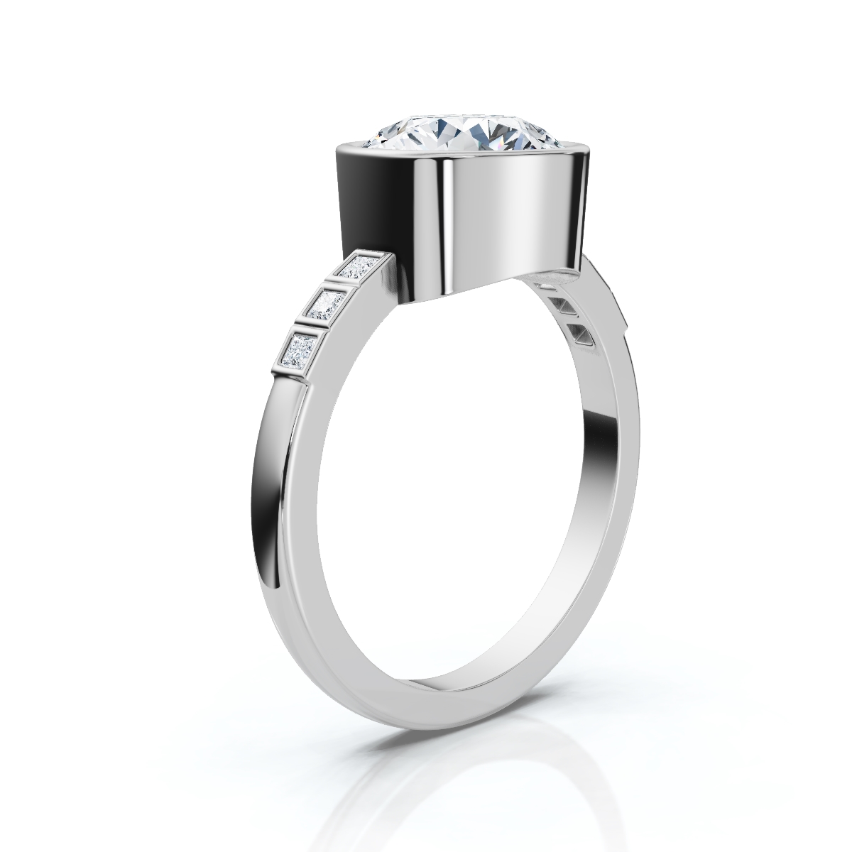 14K White Gold Piper Princess Accents Lab Grown Diamond Ring (1/10 ct. tw)