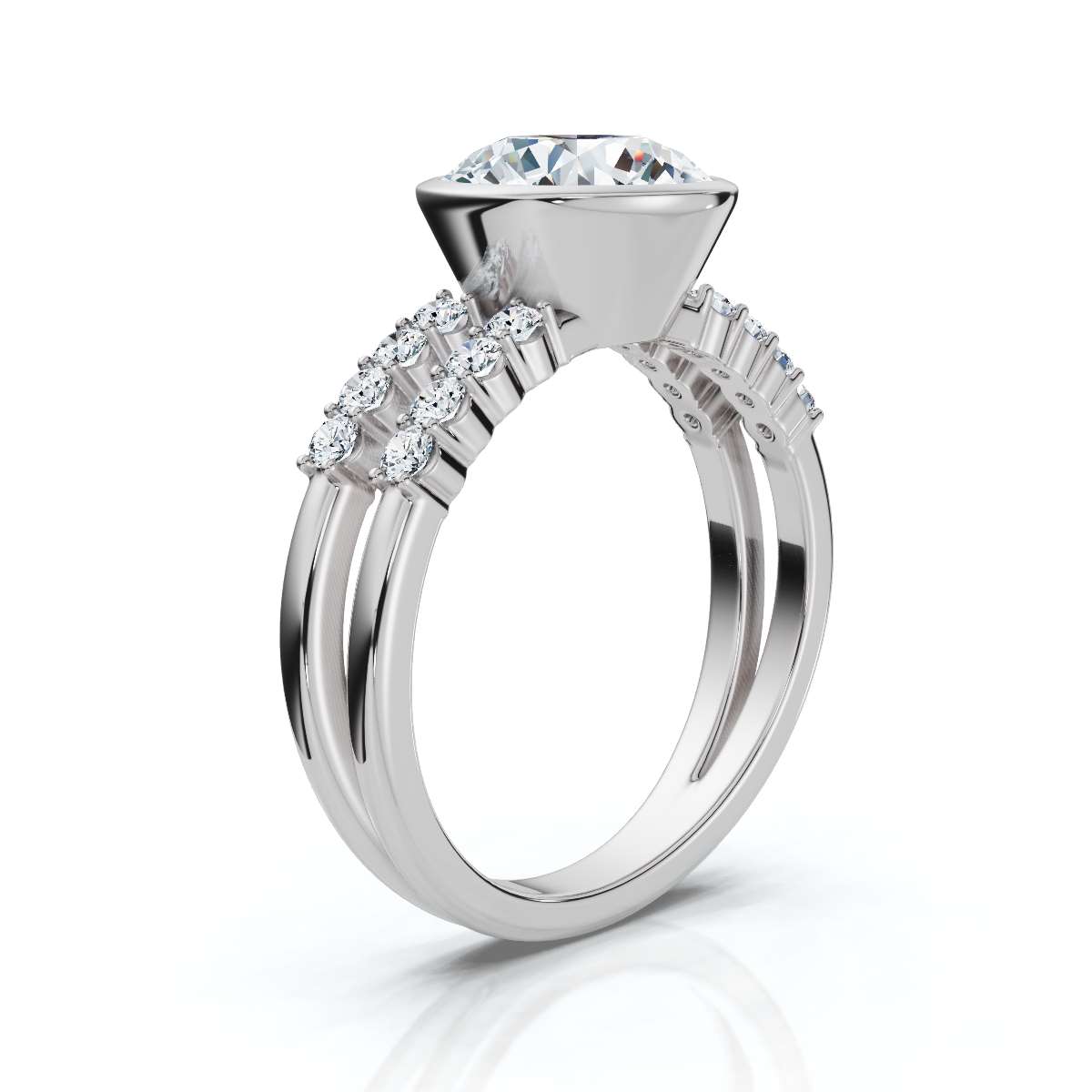 14K White Gold Arli Accents Lab Grown Diamond Ring (1/5 ct. tw)