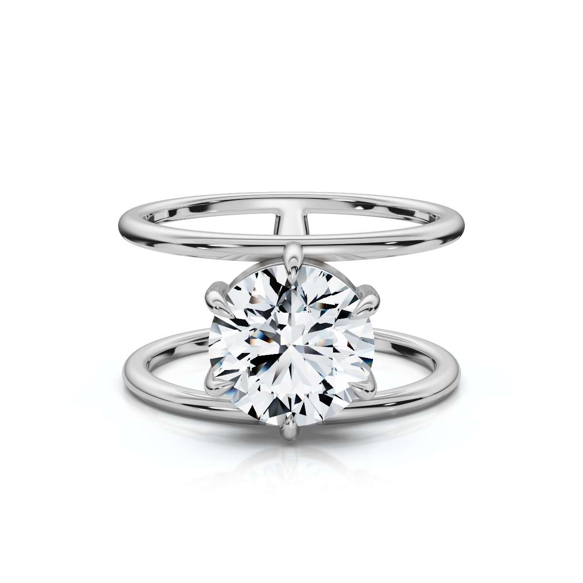 14K White Gold Argelia Double Band Solitaire Engagement Ring