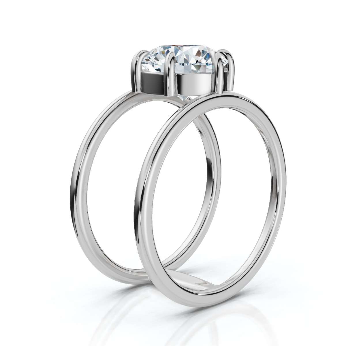 14K White Gold Argelia Double Band Solitaire Engagement Ring