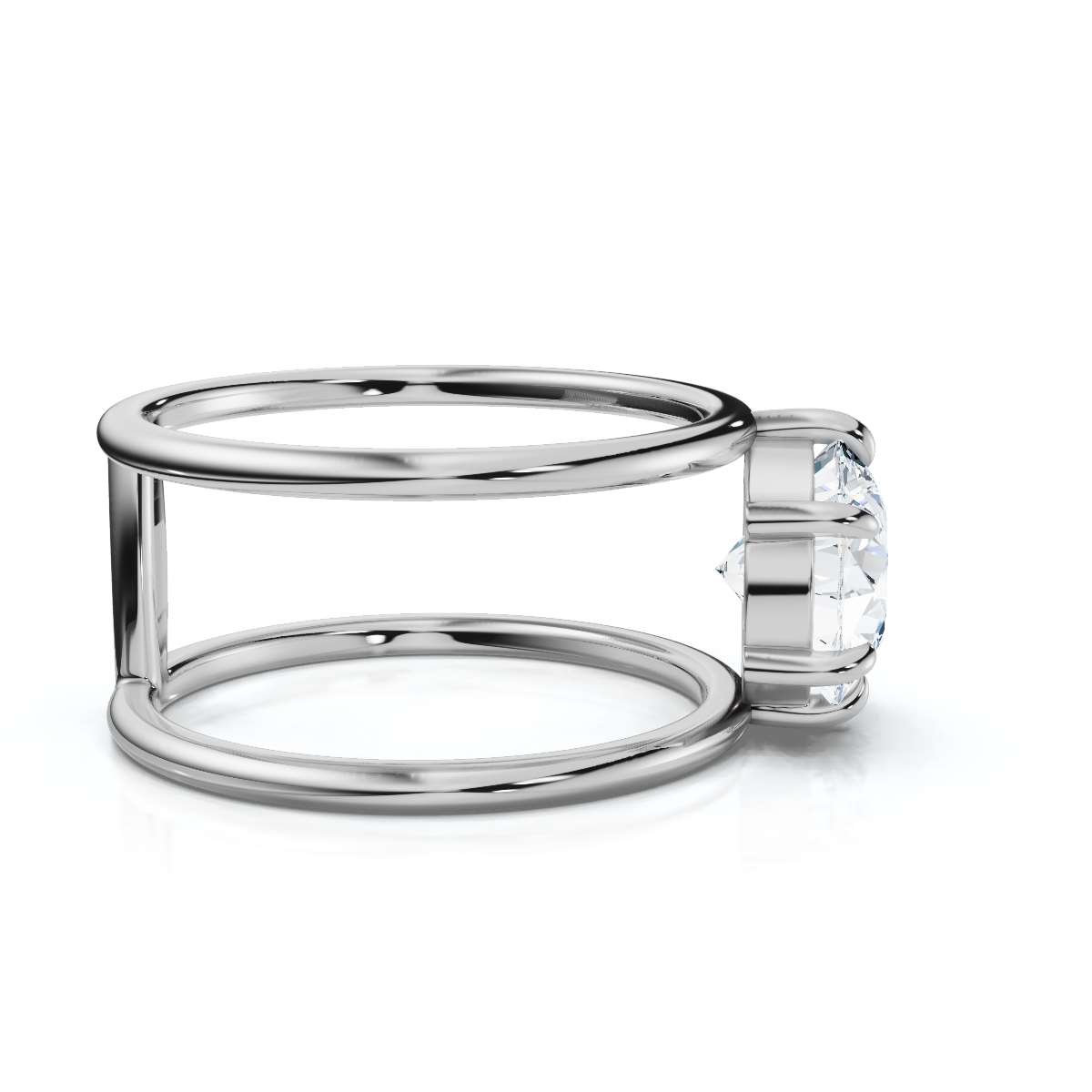 14K White Gold Argelia Double Band Solitaire Engagement Ring