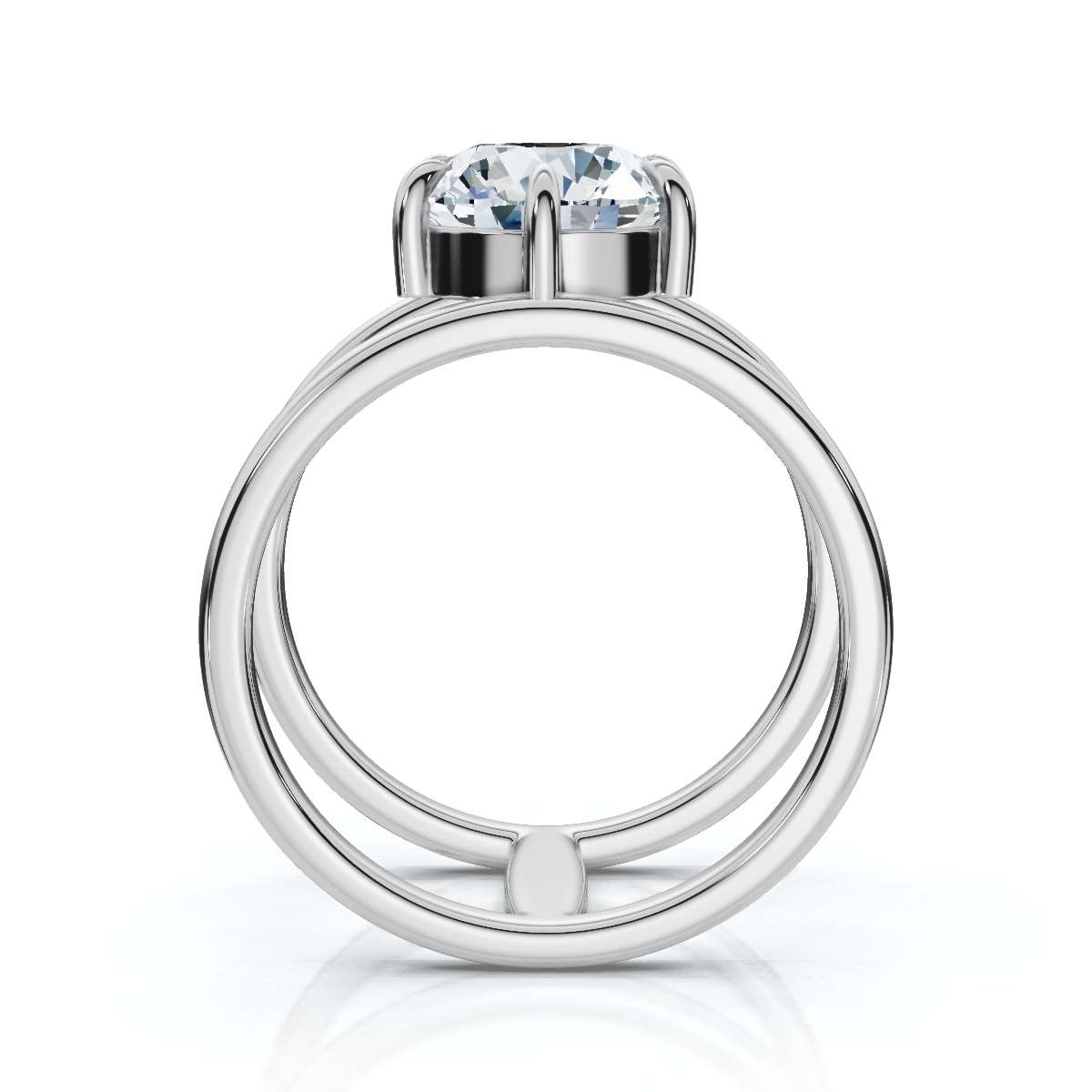 14K White Gold Argelia Double Band Solitaire Engagement Ring