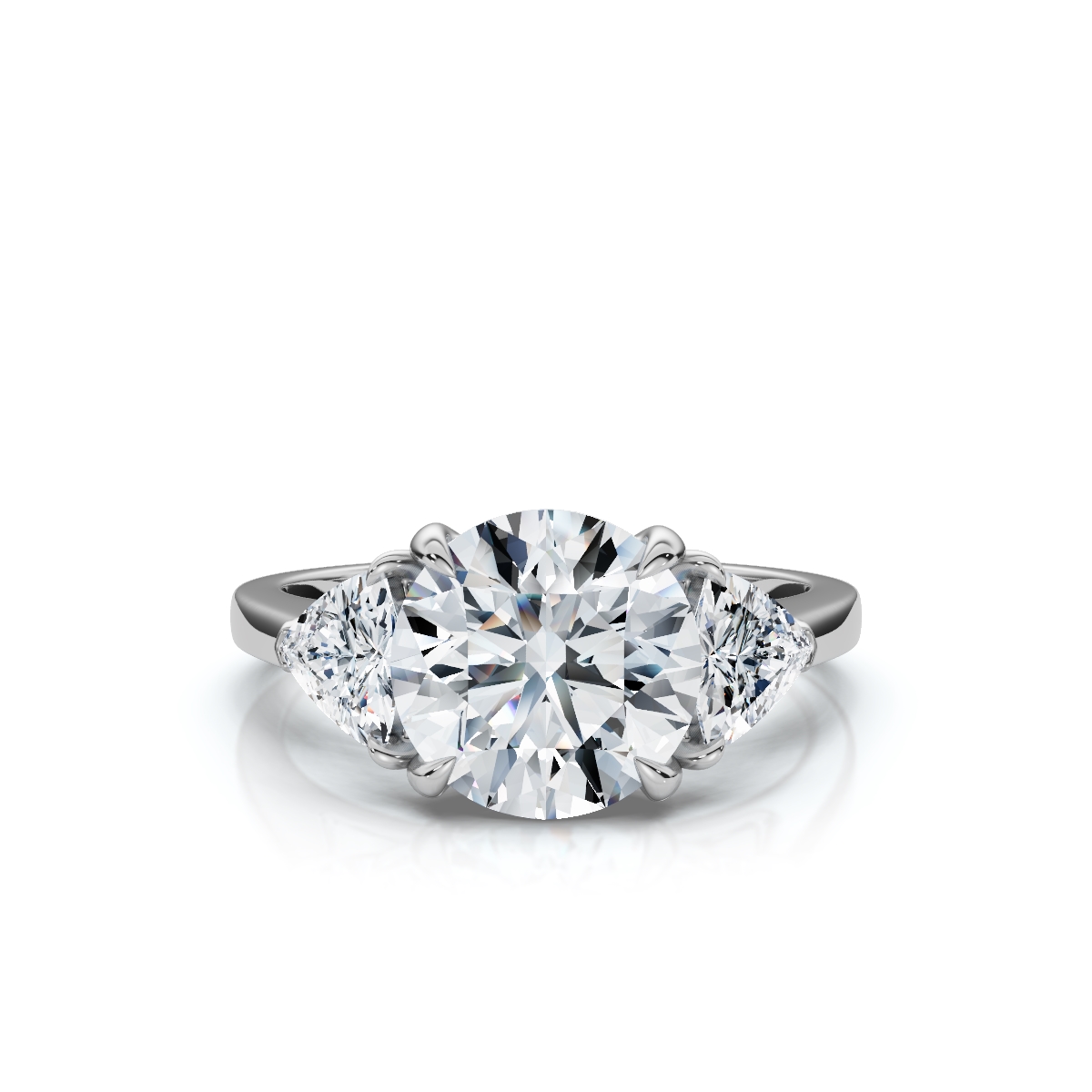 14K White Gold Calabria Three Stone Trillion Lab Grown Diamond Ring (1/2 ct. tw)