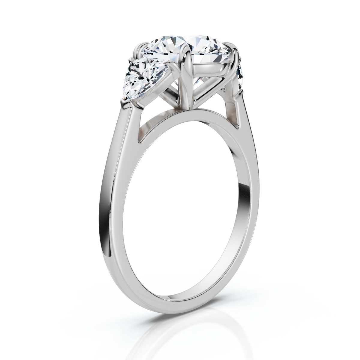 14K White Gold Calabria Three Stone Trillion Lab Grown Diamond Ring (1/2 ct. tw)