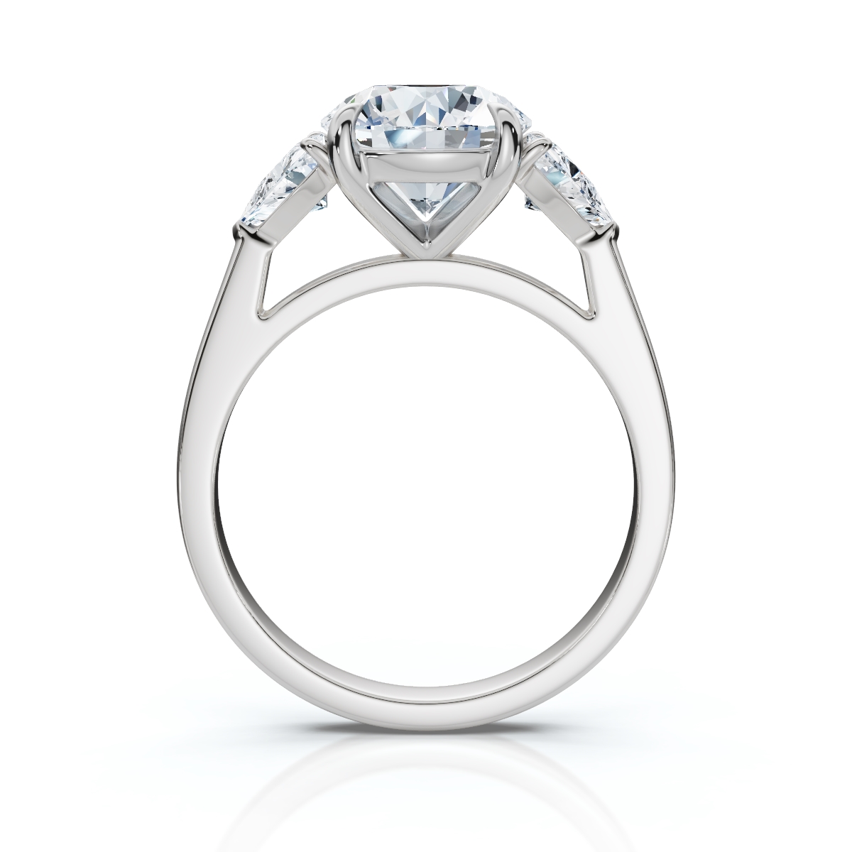 14K White Gold Calabria Three Stone Trillion Lab Grown Diamond Ring (1/2 ct. tw)
