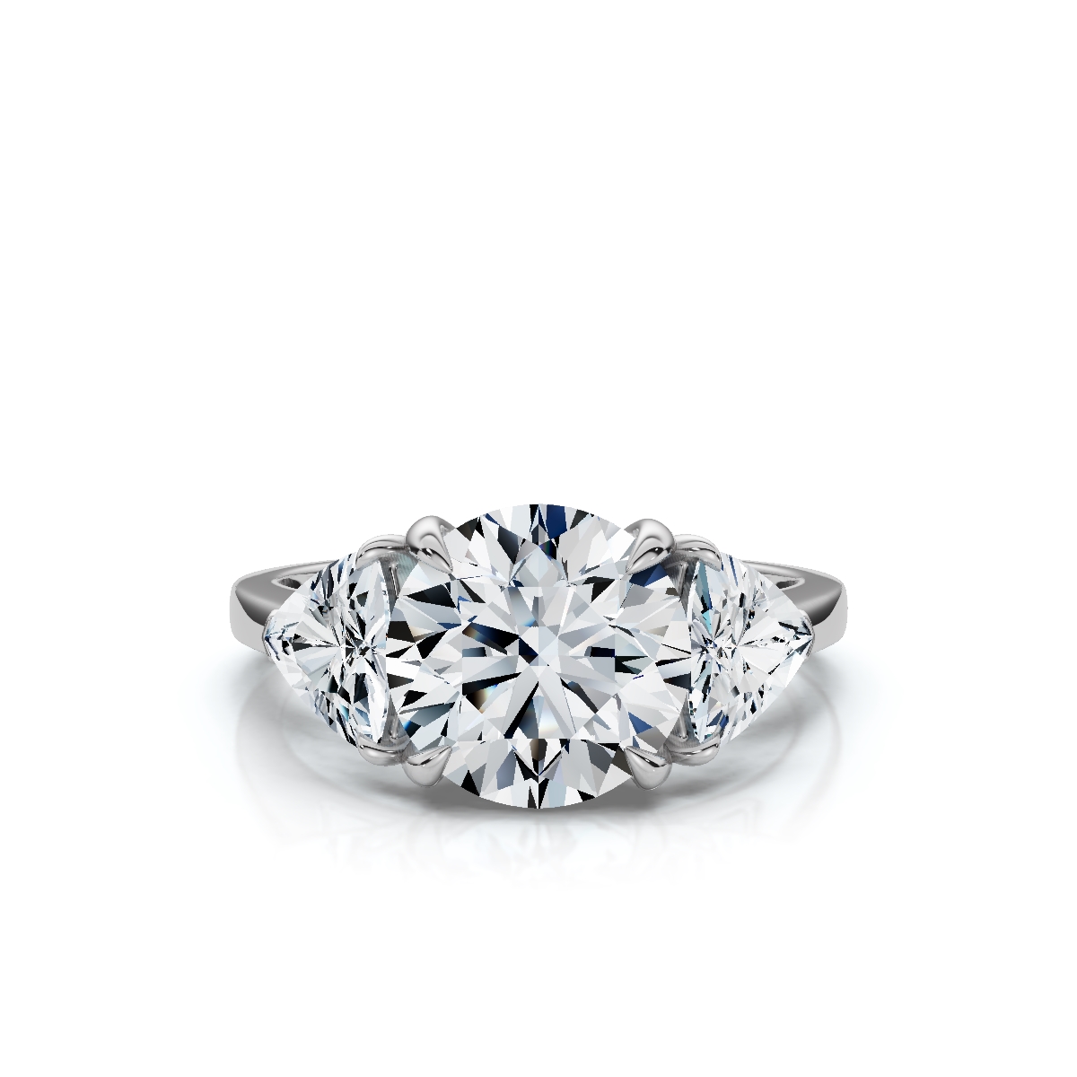 14K White Gold Calabria Three Stone Trillion Lab Grown Diamond Ring (3/4 ct. tw)