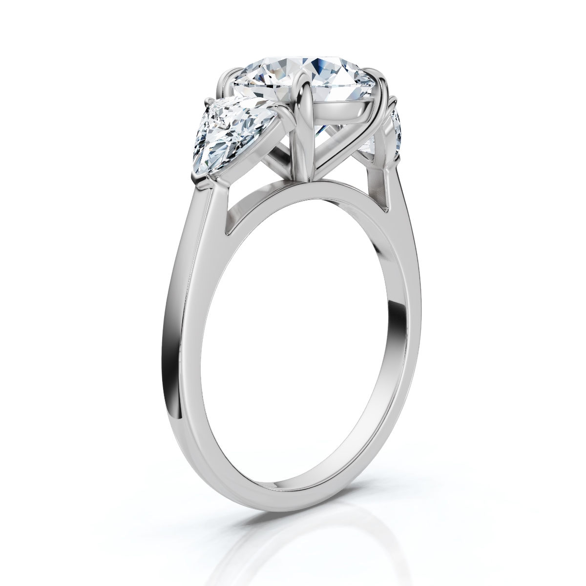 14K White Gold Calabria Three Stone Trillion Lab Grown Diamond Ring (3/4 ct. tw)