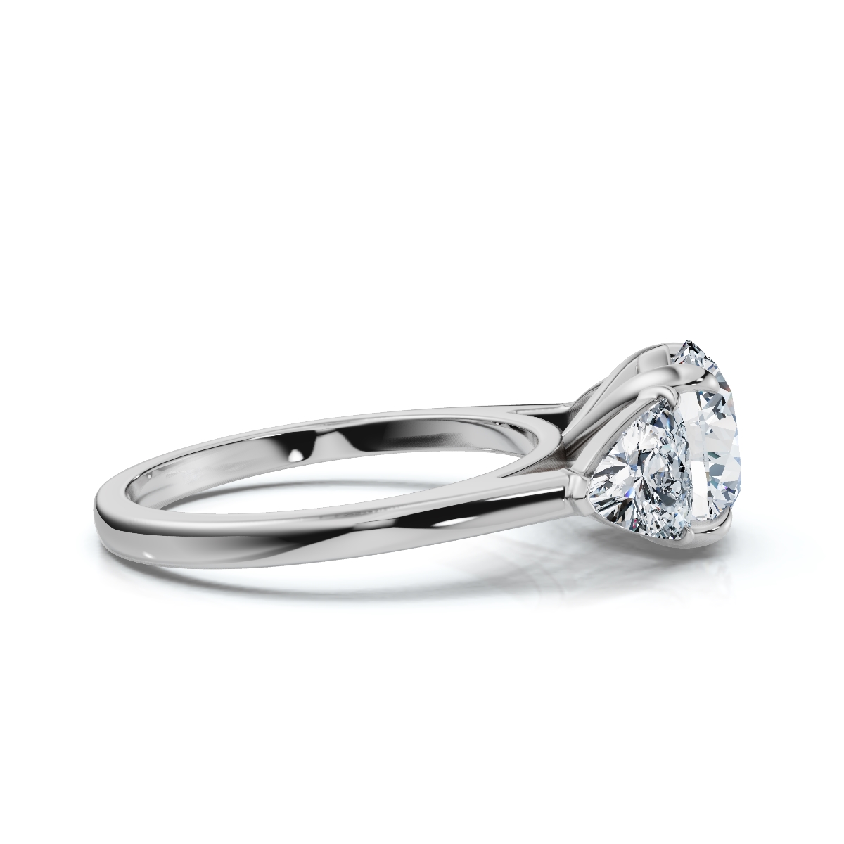 14K White Gold Calabria Three Stone Trillion Lab Grown Diamond Ring (3/4 ct. tw)
