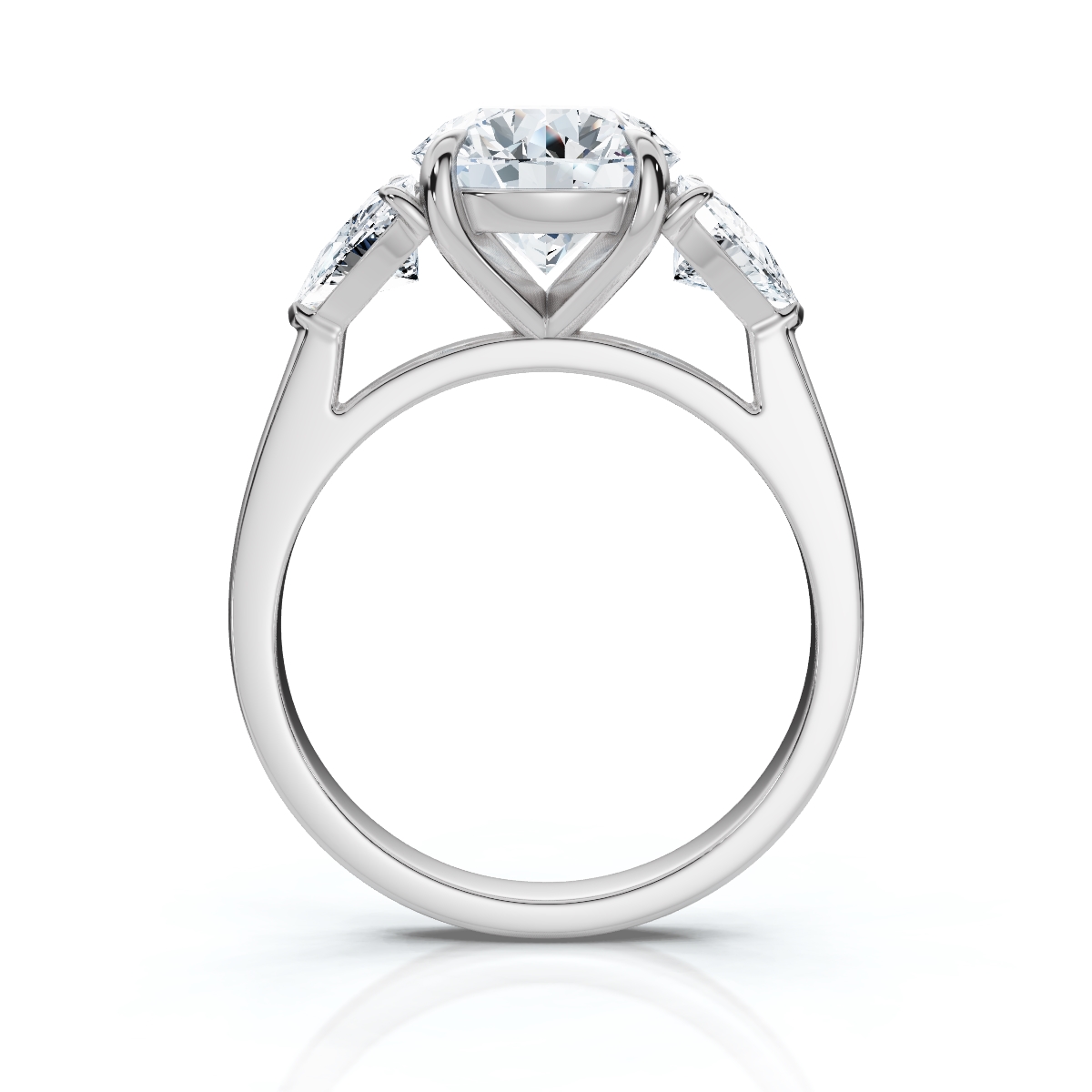 14K White Gold Calabria Three Stone Trillion Lab Grown Diamond Ring (3/4 ct. tw)