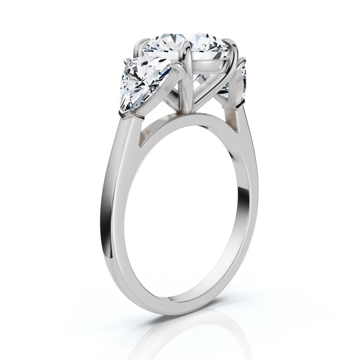 14K White Gold Calabria Three Stone Trillion Lab Grown Diamond Ring (1.00 ct. tw)
