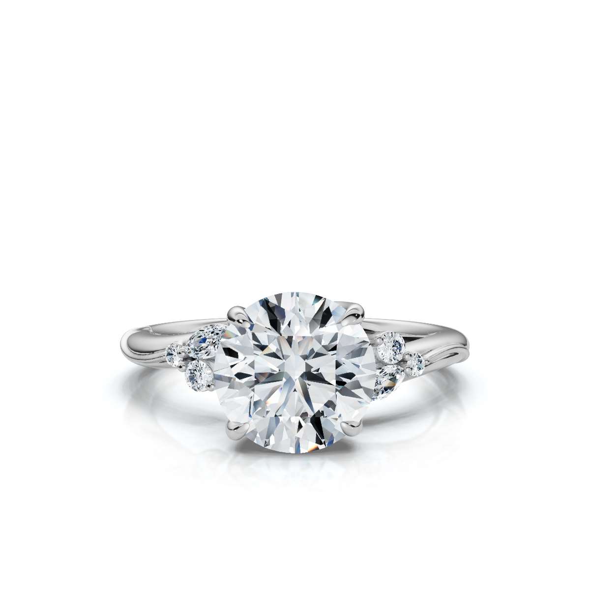 14K White Gold Amela Accents Lab Grown Diamond Ring (1/10 ct. tw)