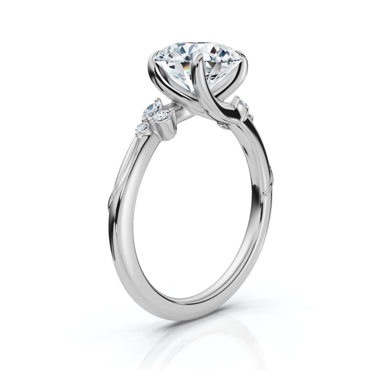 14K White Gold Amela Accents Lab Grown Diamond Ring (1/10 ct. tw)