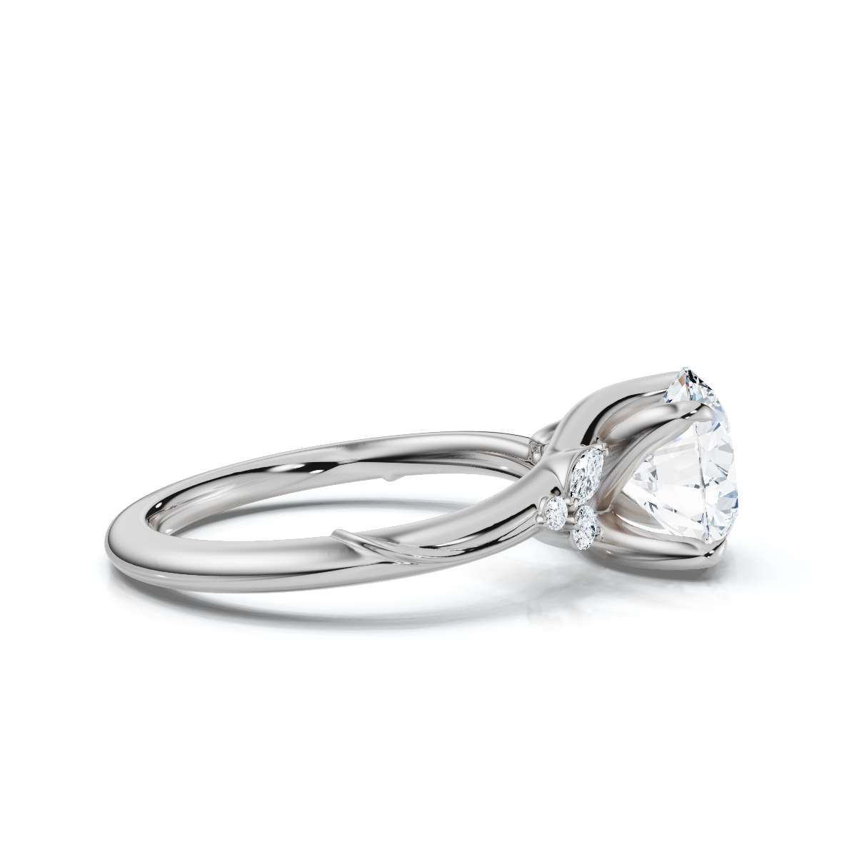 14K White Gold Amela Accents Lab Grown Diamond Ring (1/10 ct. tw)
