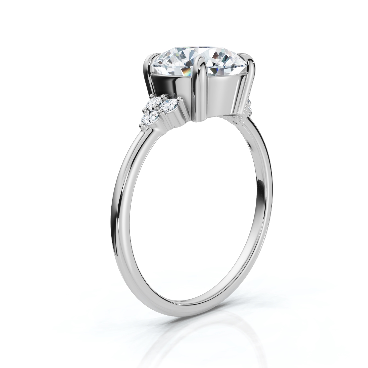 14K White Gold Elinda Accents Lab Grown Diamond Ring (1/10 ct. tw)