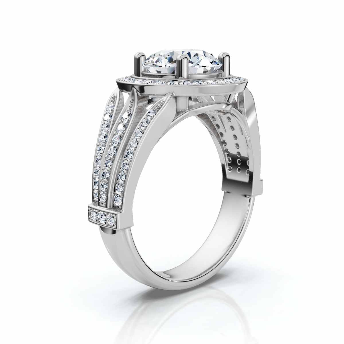 14K White Gold Palenra Accents Lab Grown Diamond Engagement Ring (2/5 ct. tw)