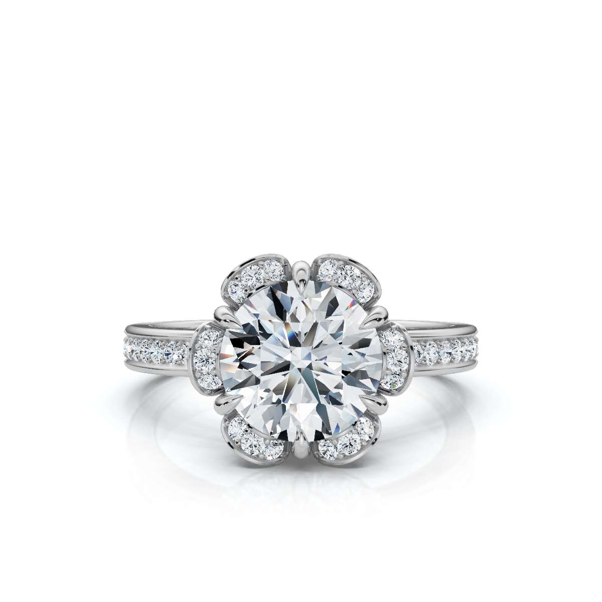 14K White Gold Yvaine Accents Lab Grown Diamond Ring (1/5 ct. tw)