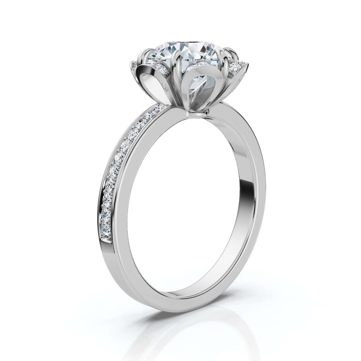 14K White Gold Yvaine Accents Lab Grown Diamond Ring (1/5 ct. tw)