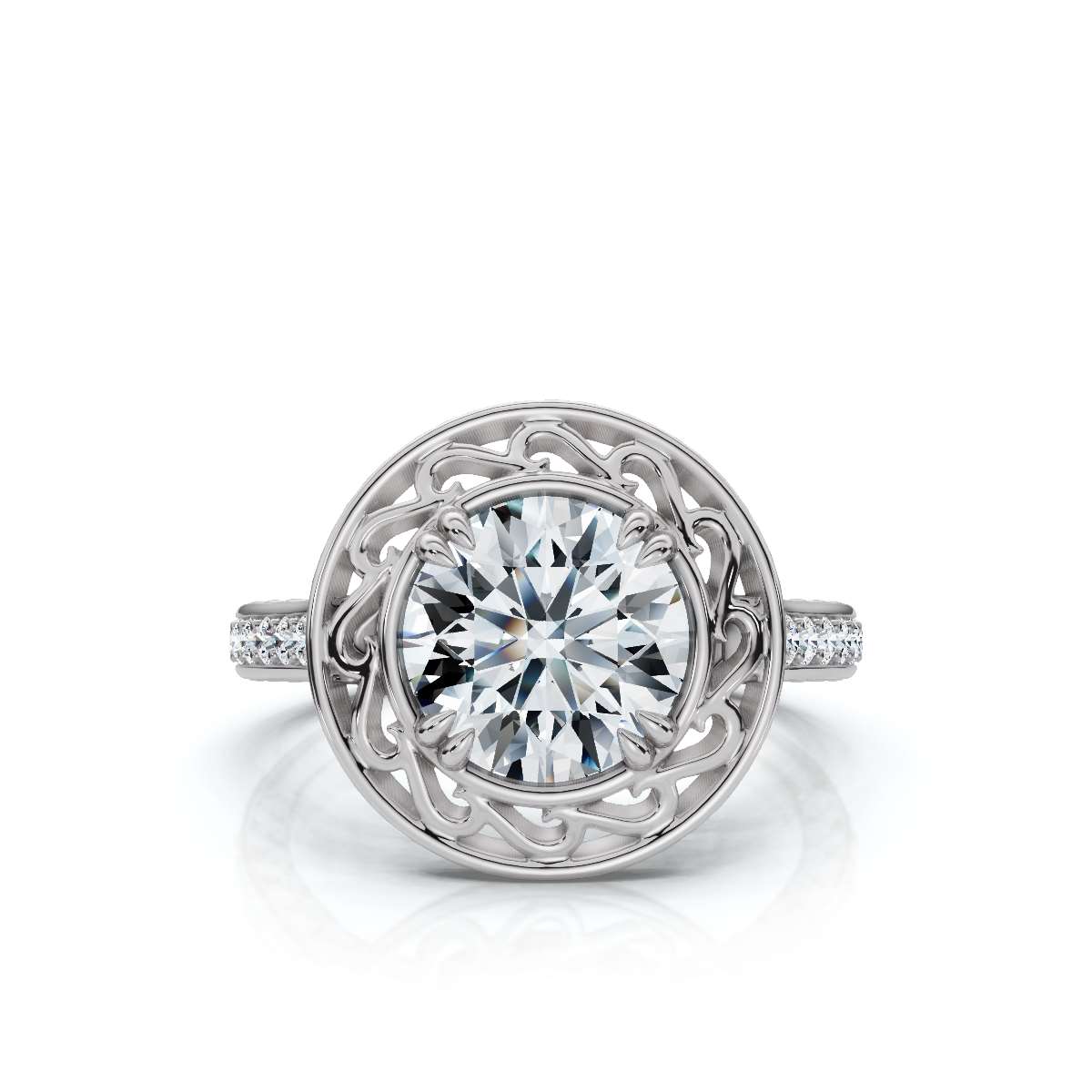 14K White Gold Cecilia Accents Lab Grown Diamond Ring (1/5 ct. tw)