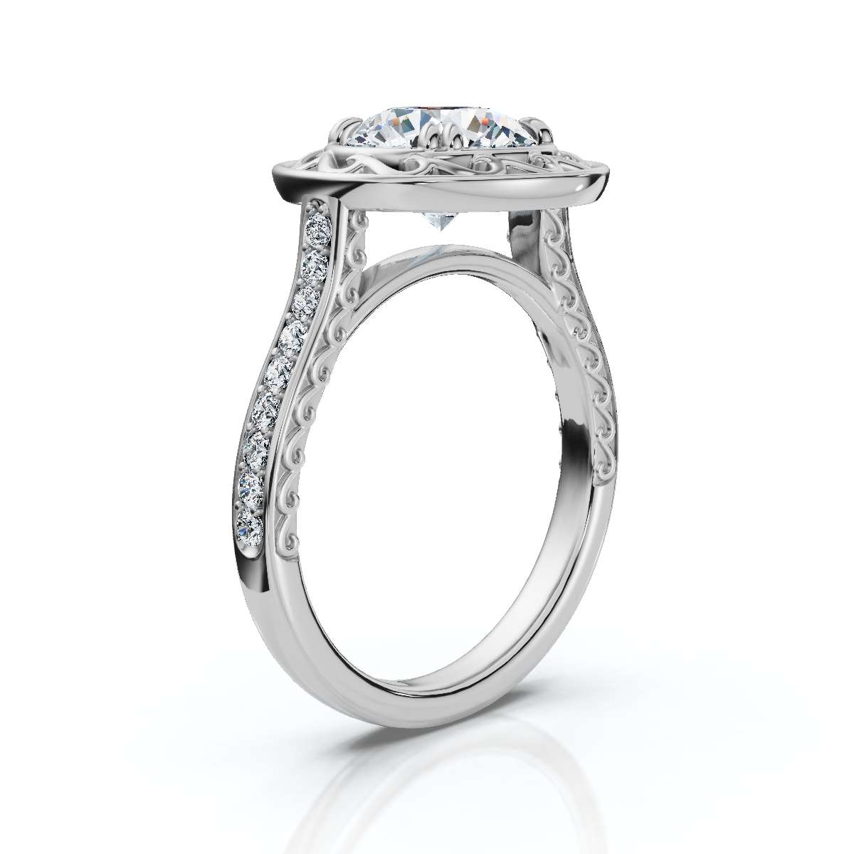 14K White Gold Cecilia Accents Lab Grown Diamond Ring (1/5 ct. tw)