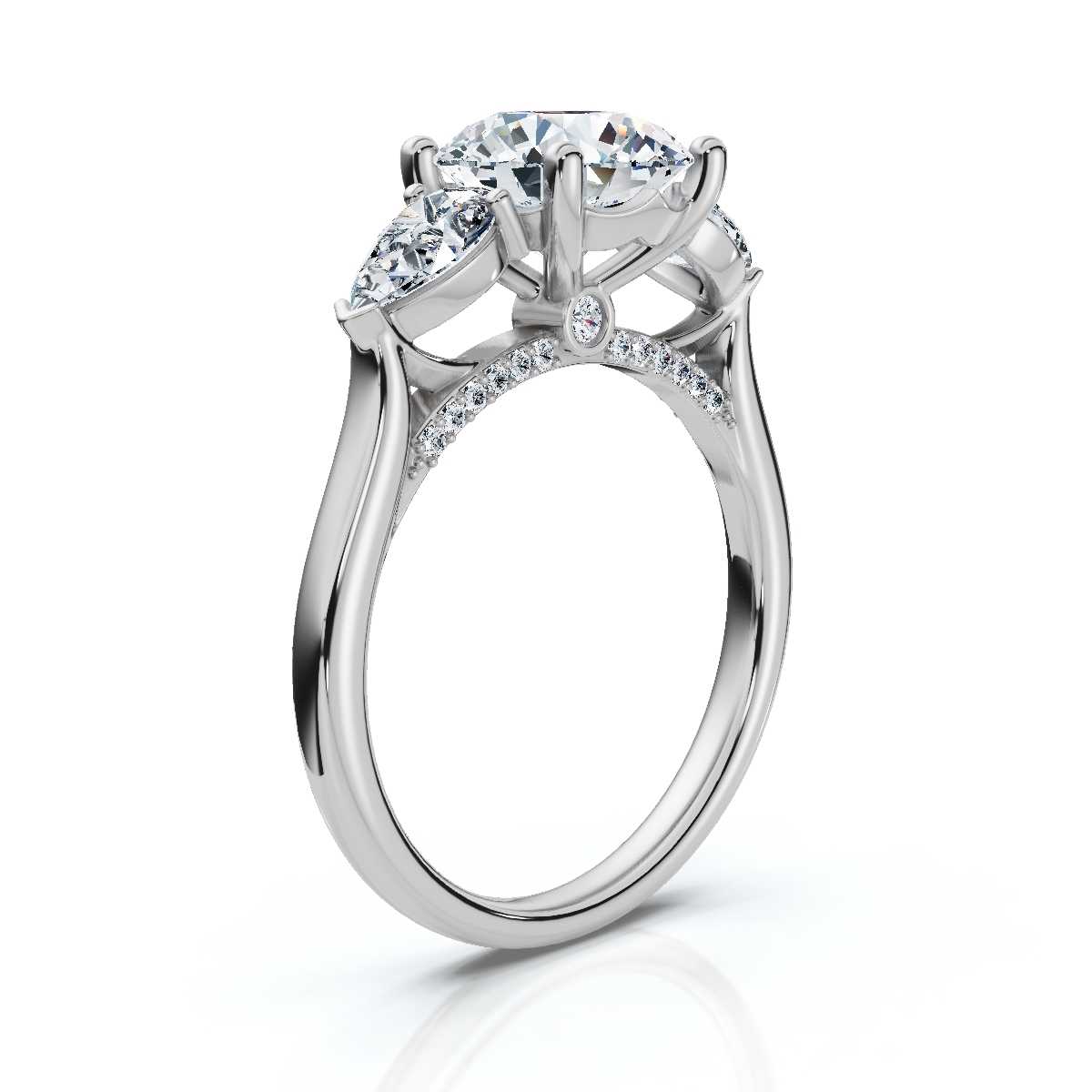 14K White Gold Zelie Three Stone Lab Grown Diamond Ring (3/4 ct. tw)