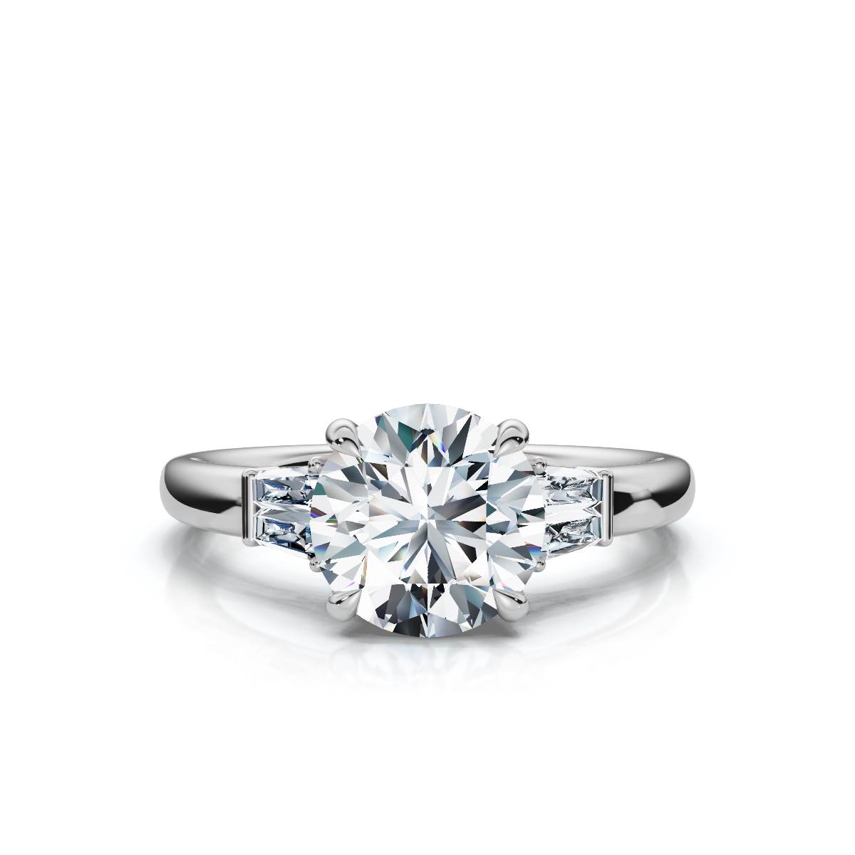14K White Gold Pansy Accents Lab Grown Diamond Ring (1/4 ct. tw)
