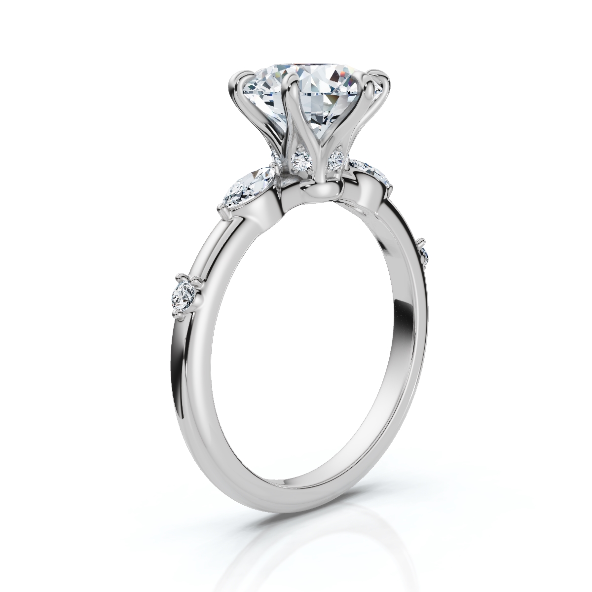 14K White Gold Mikayla Hidden Accents Lab Grown Diamond Ring (1/6 ct. tw)