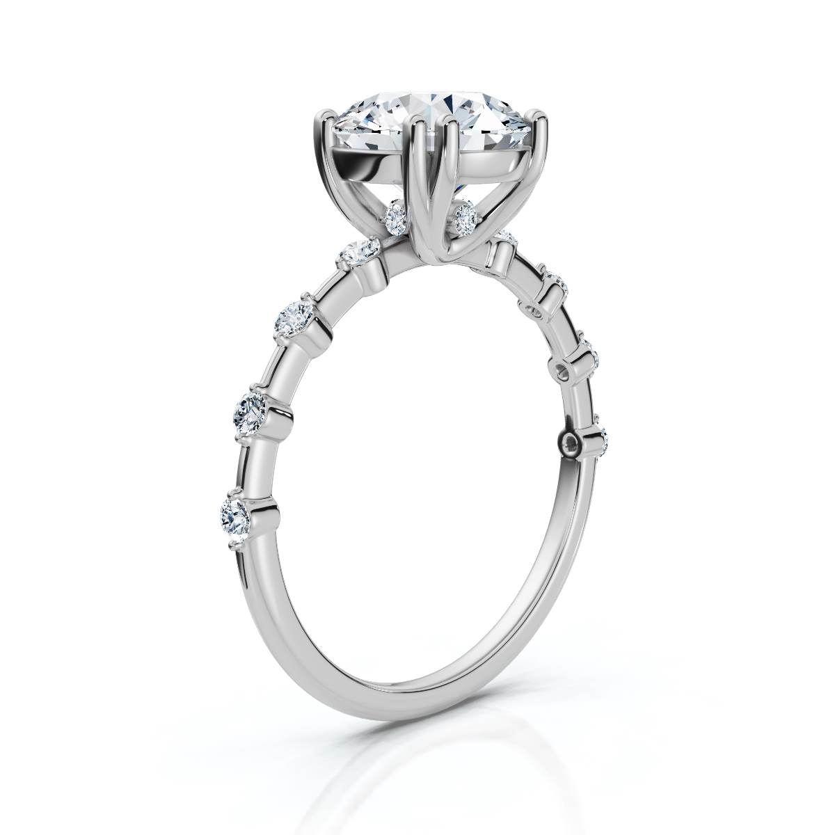 14K White Gold Egeria Accents Lab Grown Diamond Ring (1/6 ct. tw)
