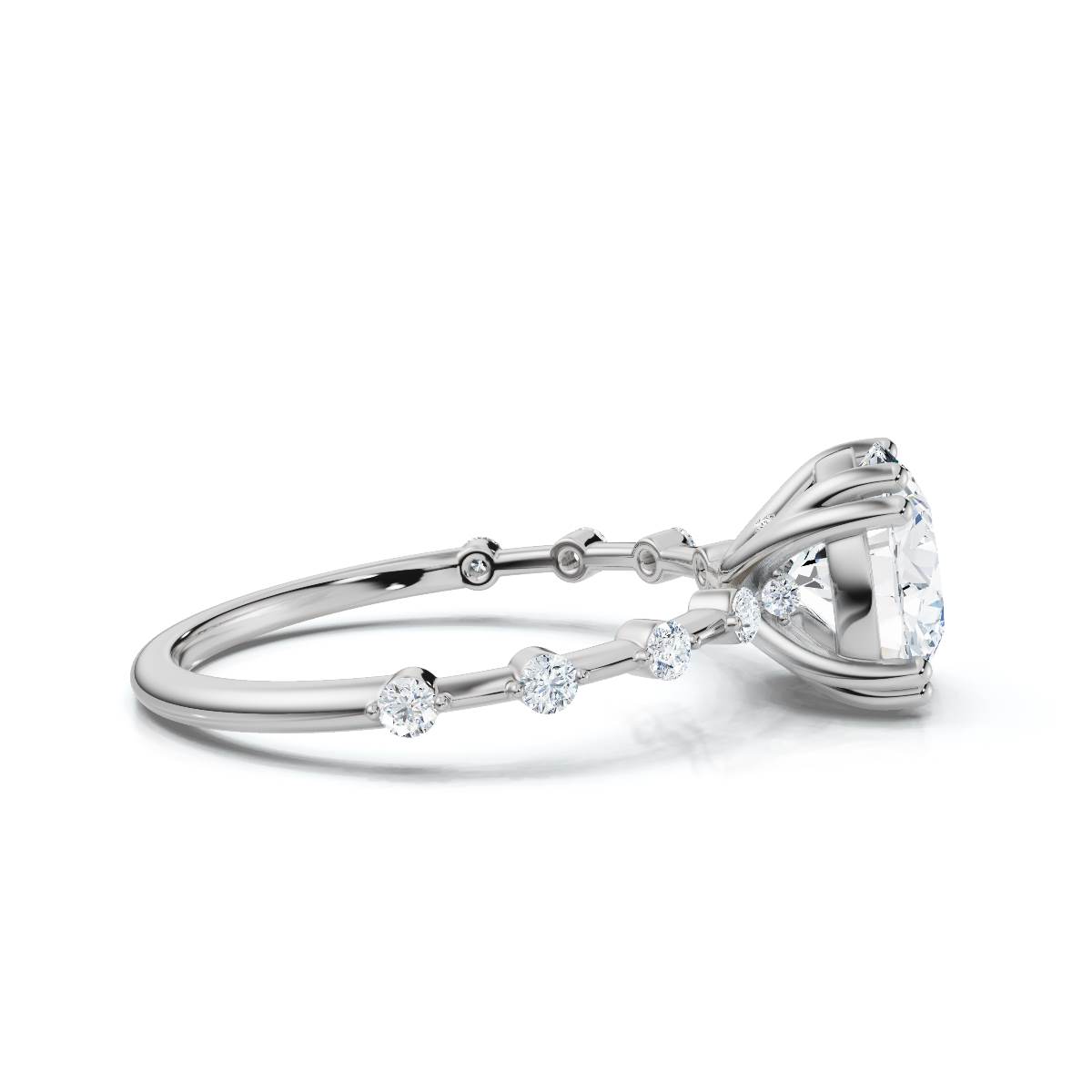 14K White Gold Egeria Accents Lab Grown Diamond Ring (1/6 ct. tw)