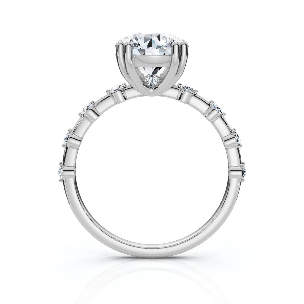 14K White Gold Egeria Accents Lab Grown Diamond Ring (1/6 ct. tw)
