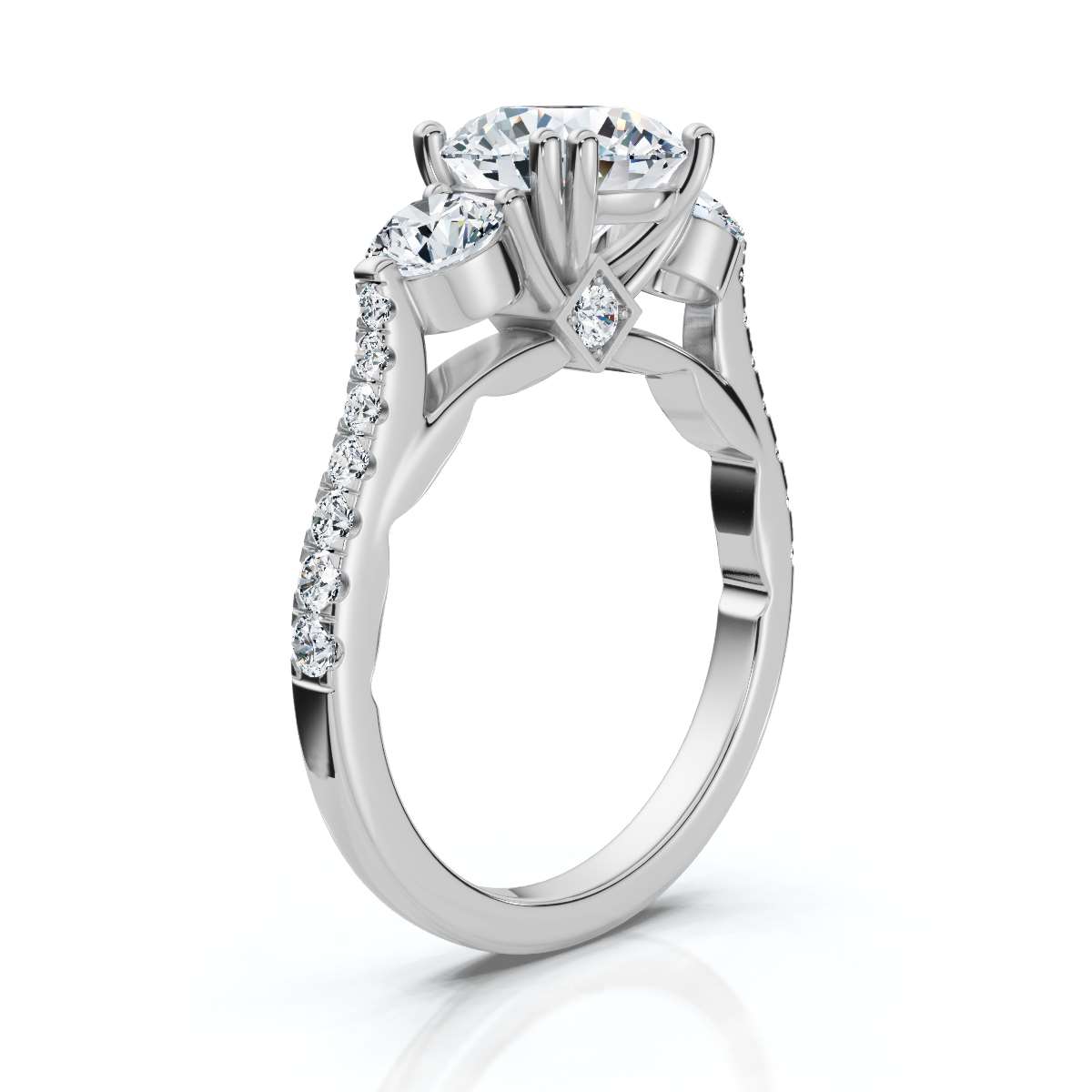 14K White Gold Denicia Three Stone Lab Grown Diamond Ring (4/5 ct. tw)