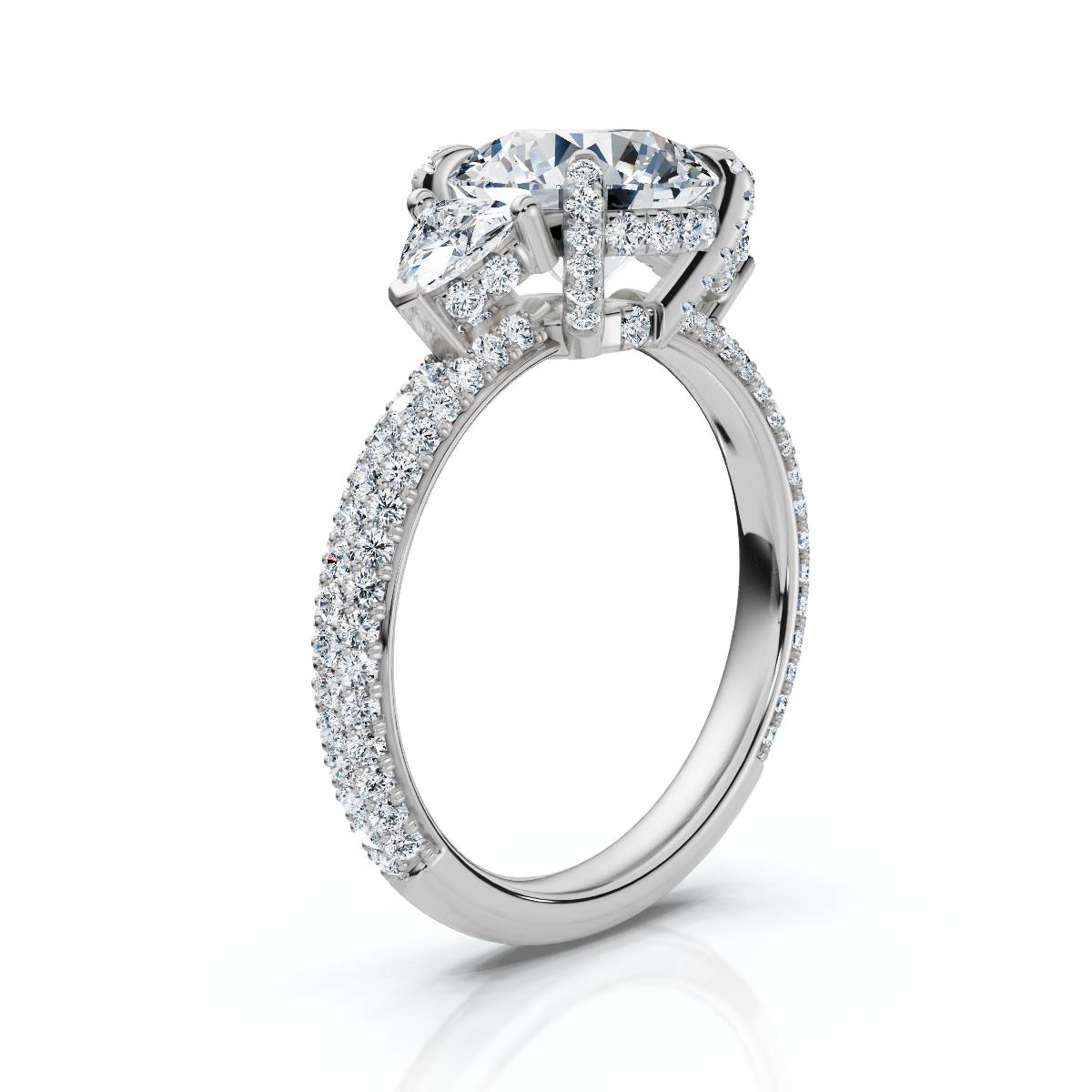 14K White Gold Evoria Accents Lab Grown Diamond Engagement Ring (4/5 ct. tw)