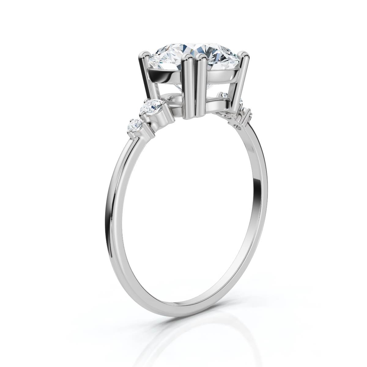 14K White Gold Eska Accents Lab Grown Diamond Engagement Ring (1/10 ct. tw)