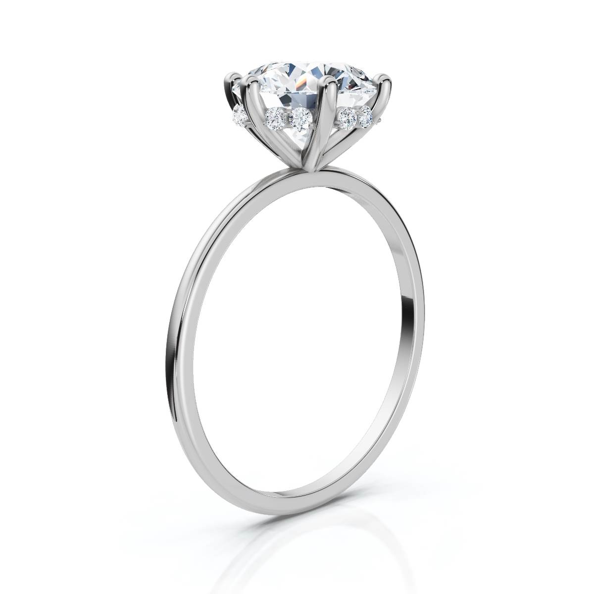 14K White Gold Aristea Hidden Accents Lab Grown Diamond Engagement Ring (1/20 ct. tw)
