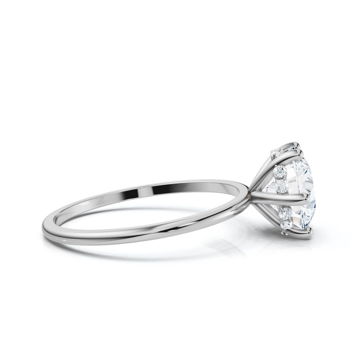 14K White Gold Aristea Hidden Accents Lab Grown Diamond Engagement Ring (1/20 ct. tw)