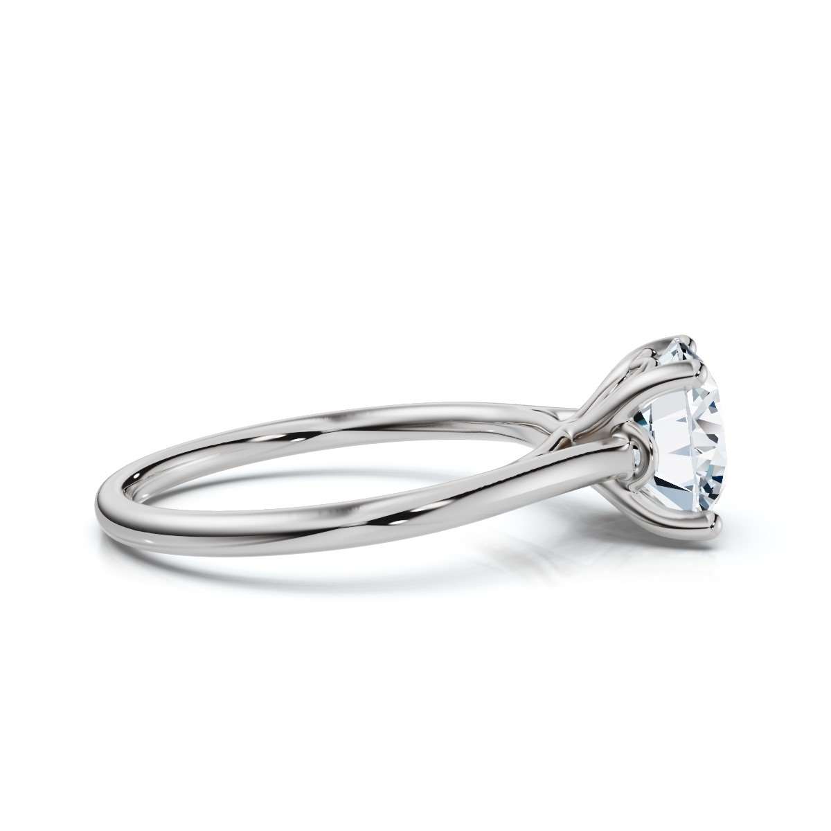 14K White Gold Agam Solitiere Lab Grown Diamond Engagement Ring 