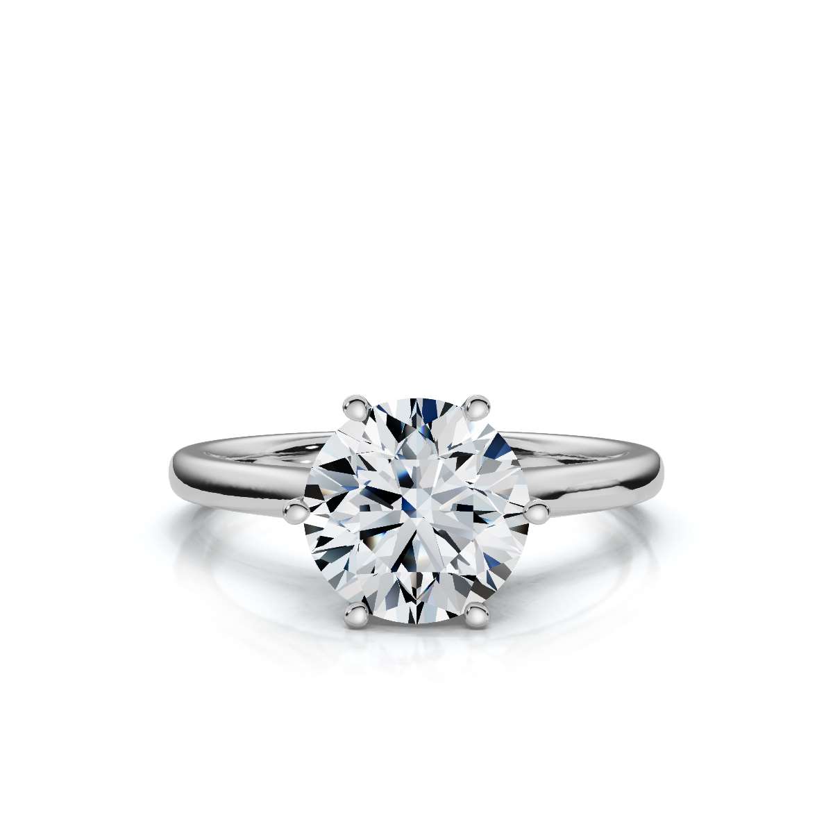 14K White Gold Omer Crown Solitaire Engagement Ring