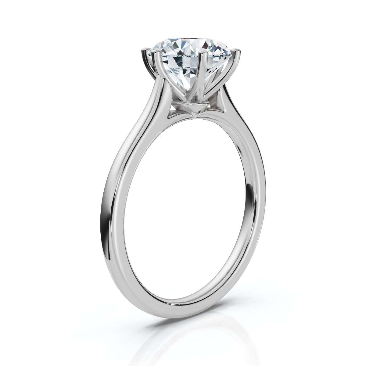 14K White Gold Omer Crown Solitaire Engagement Ring