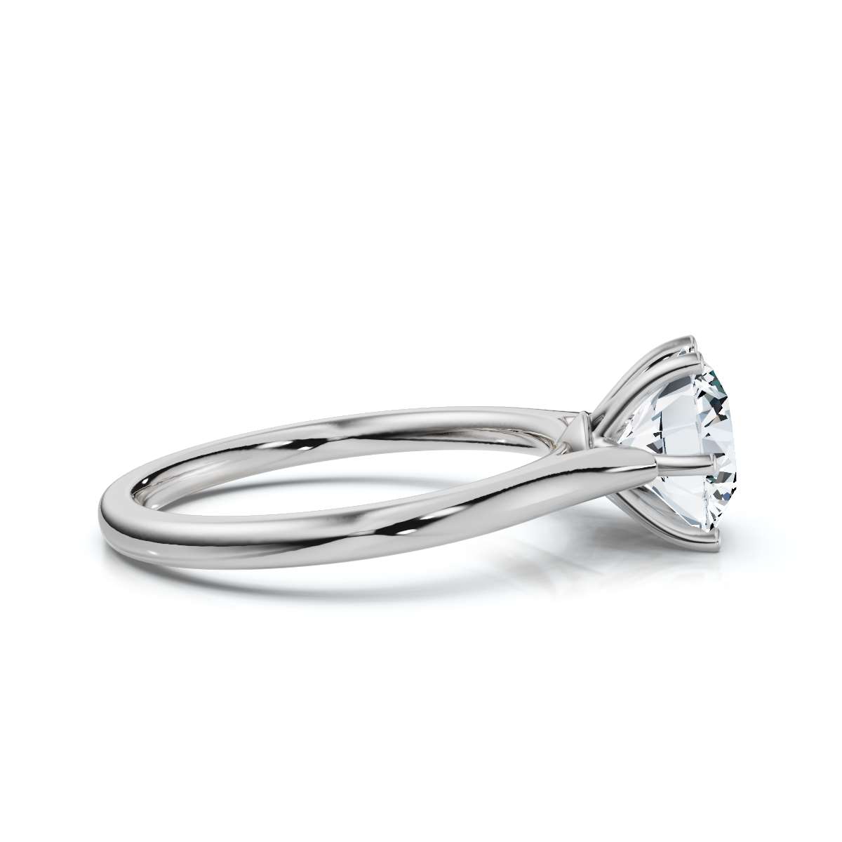 14K White Gold Omer Crown Solitaire Engagement Ring