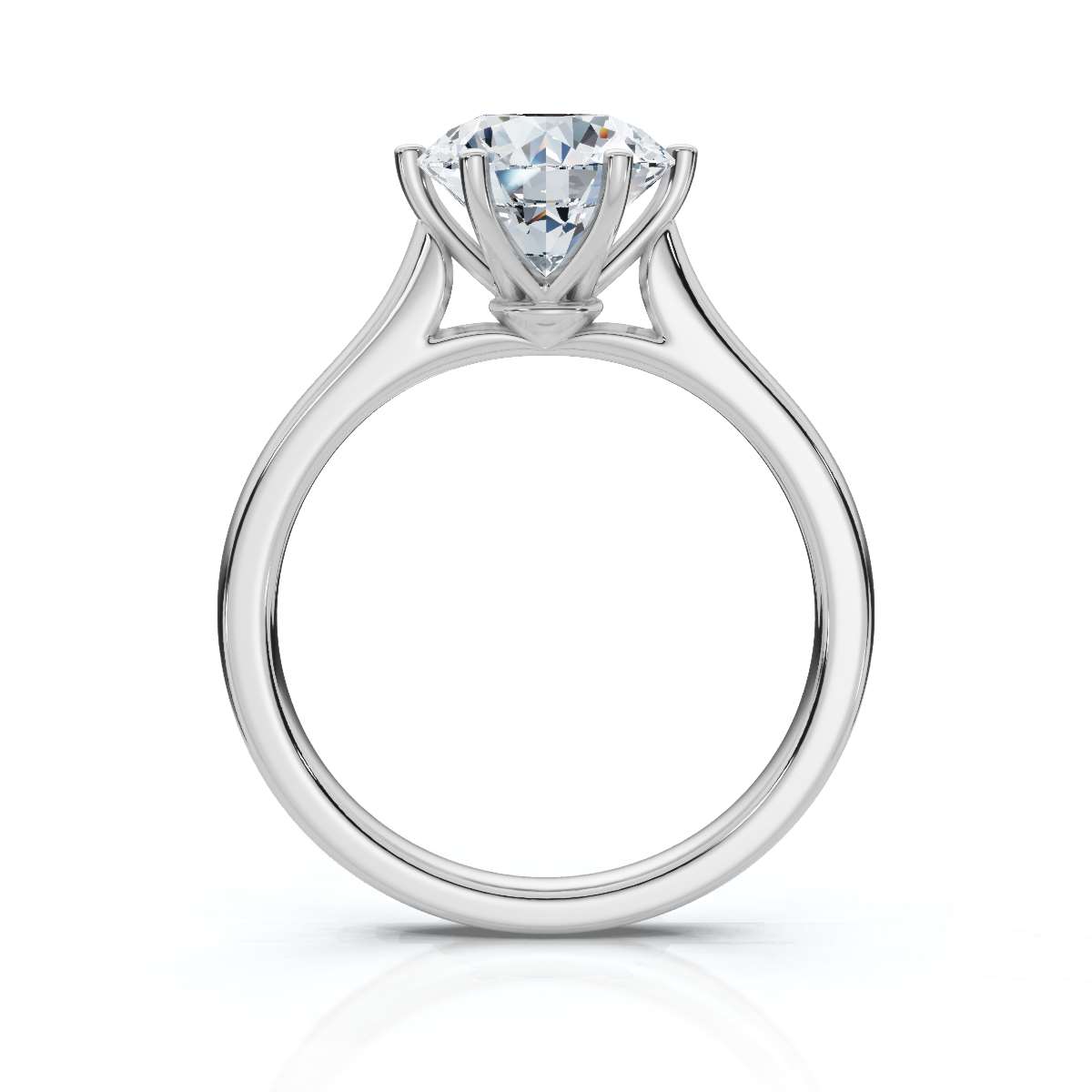 14K White Gold Omer Crown Solitaire Engagement Ring
