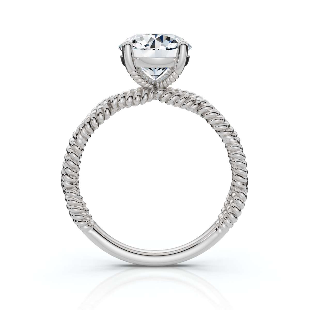 14K White Gold Tohar Braided Solitaire Engagement Ring 