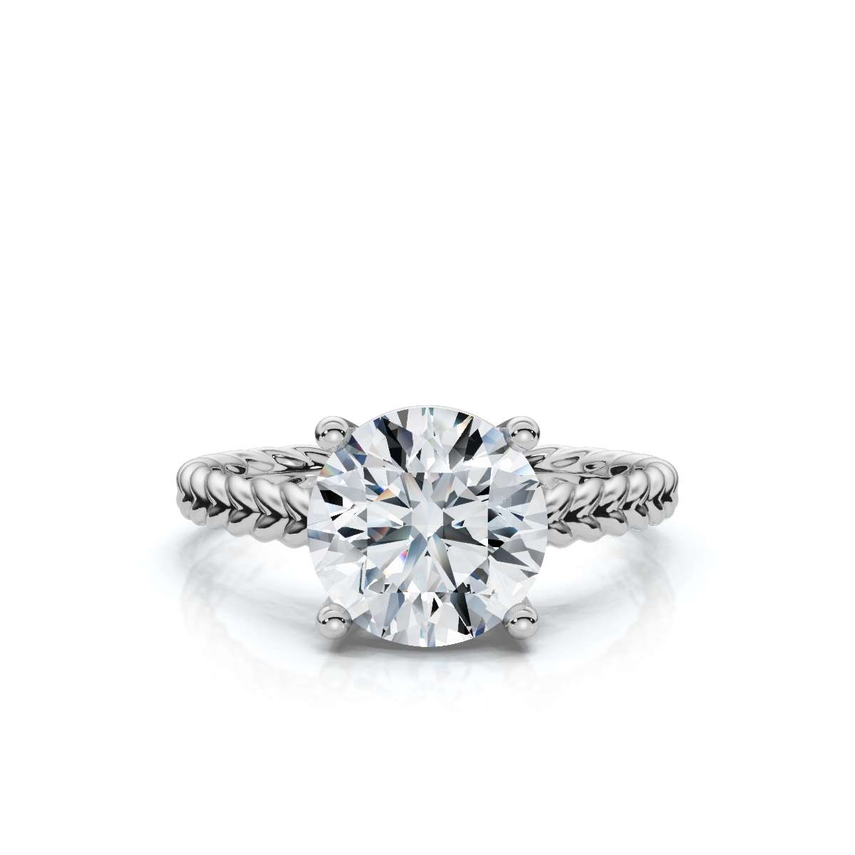 14K White Gold Naama Double Braided Solitaire Engagement Ring 