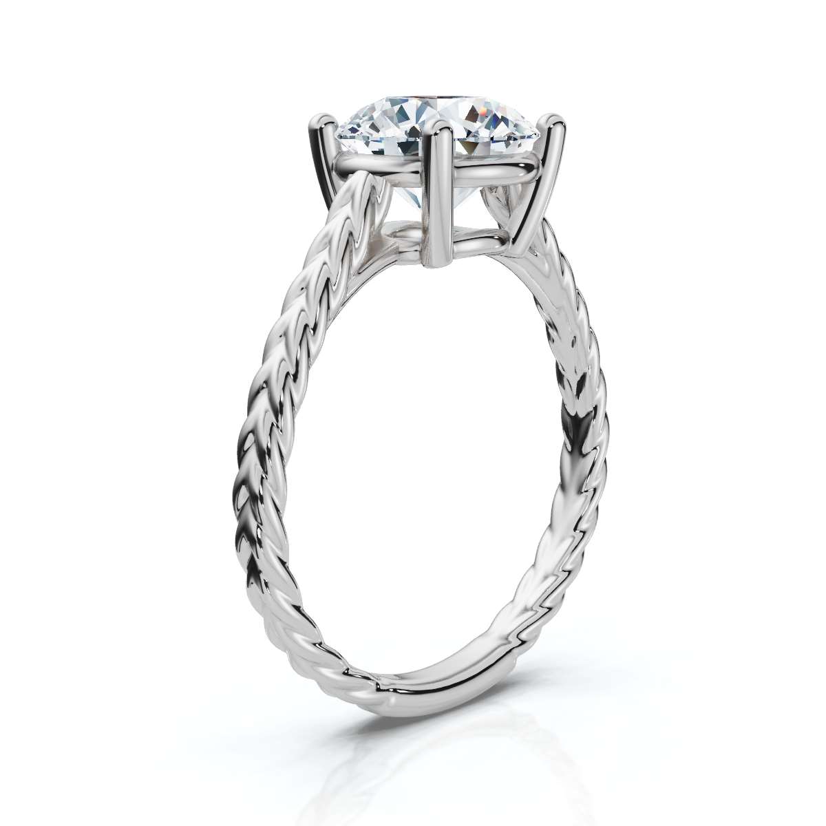 14K White Gold Naama Double Braided Solitaire Engagement Ring 