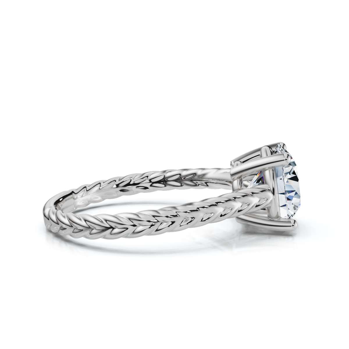 14K White Gold Naama Double Braided Solitaire Engagement Ring 
