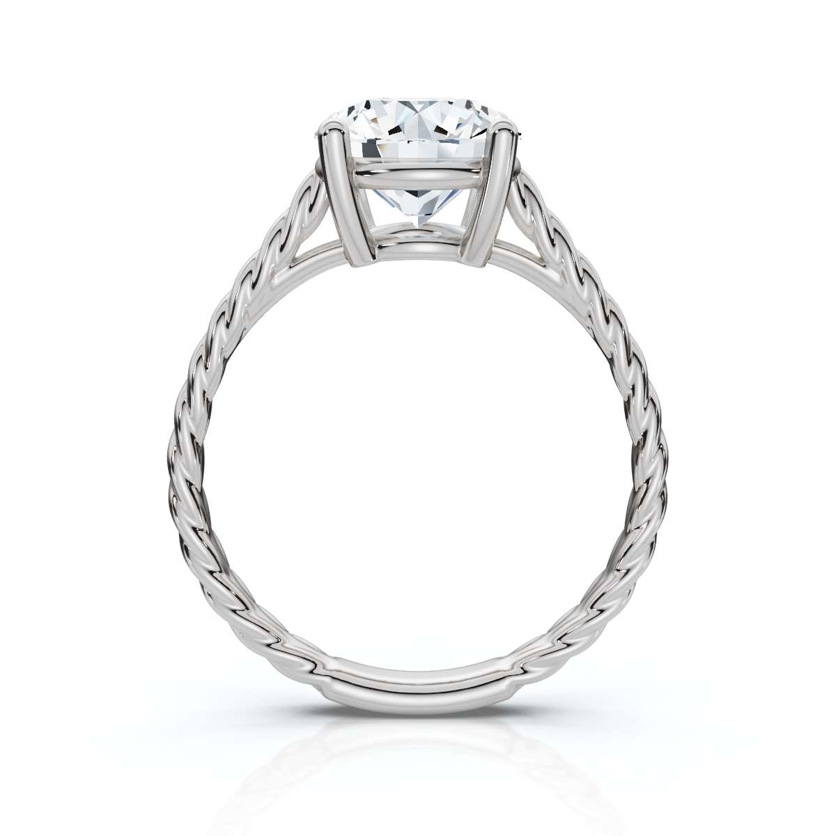 14K White Gold Naama Double Braided Solitaire Engagement Ring 