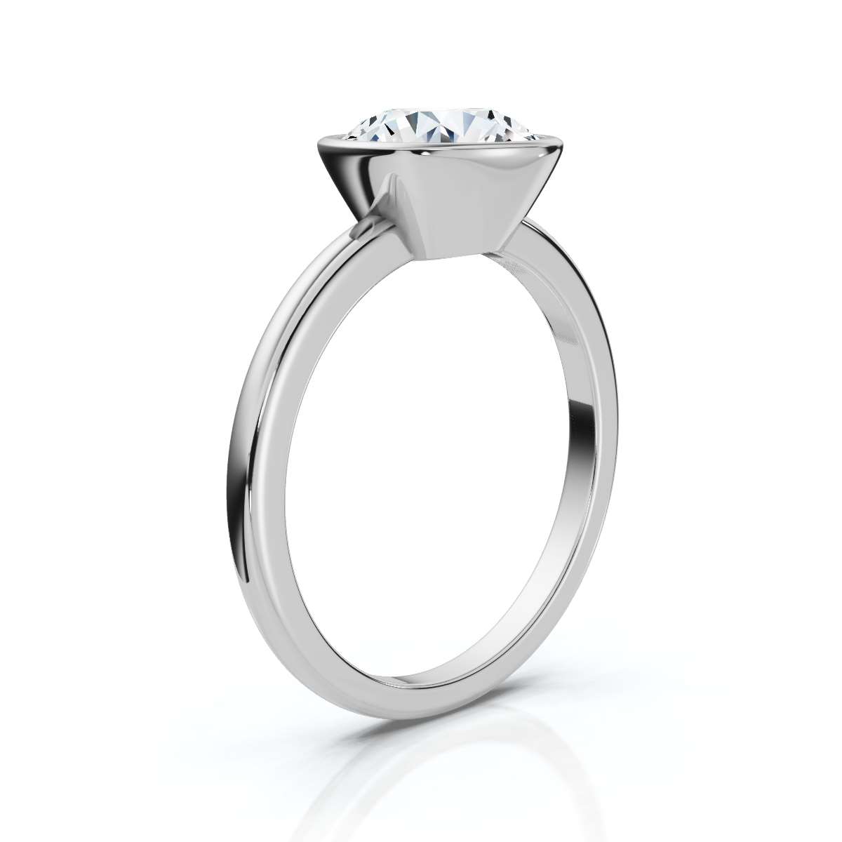 14K White Gold Ori Solitaire Engagement Ring 