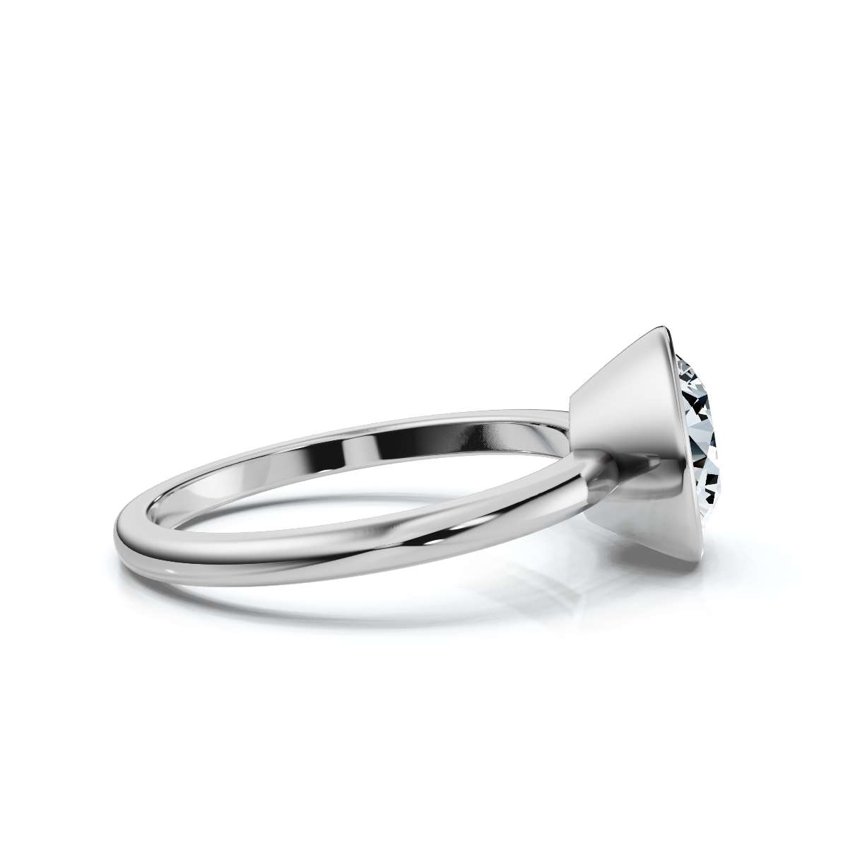 14K White Gold Ori Solitaire Engagement Ring 