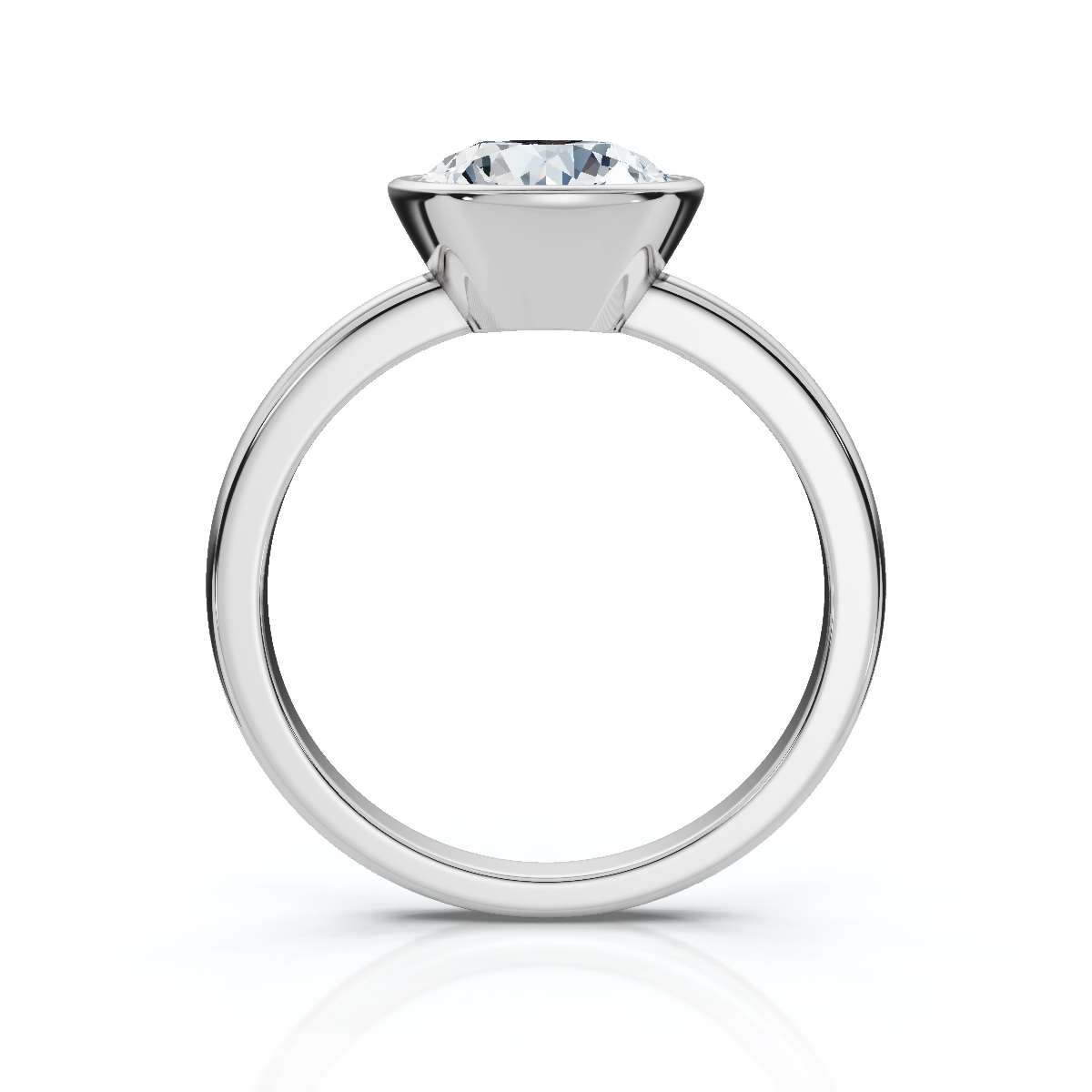 14K White Gold Ori Solitaire Engagement Ring 