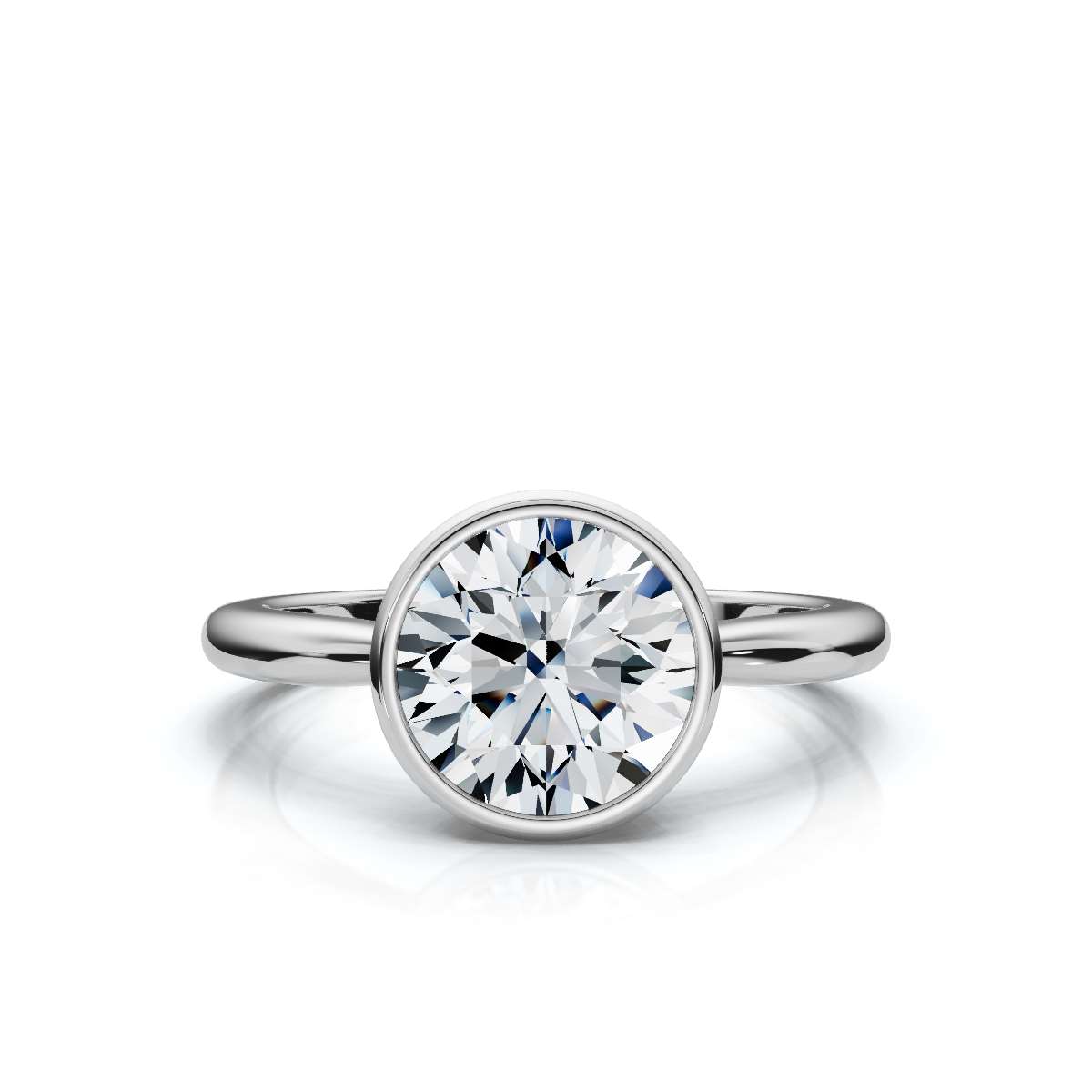 14K White Gold Amit Bezel Solitaire Engagement Ring